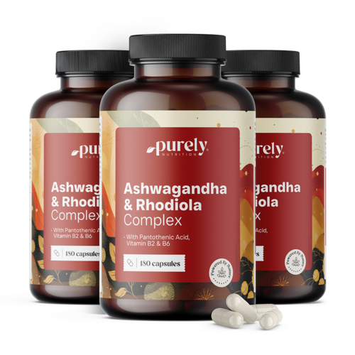 3x Ashwagandha e Rodiola – complesso per le prestazioni fisiche e mentali, totale 540 capsule