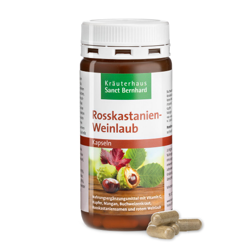 Ippocastano + foglie di vite rossa + grano saraceno, 120 capsule