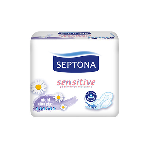Assorbenti igienici Sensitive – Night ultra plus, 8 assorbenti