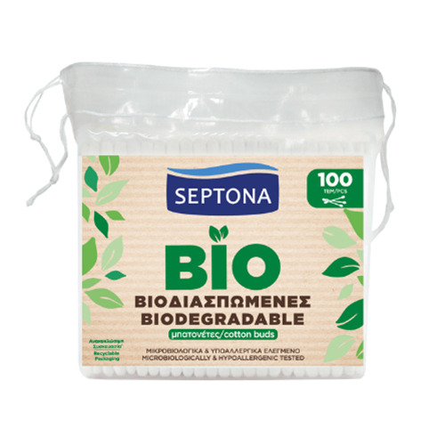 Bastoncini cotonati biodegradabili per orecchie – in busta, 100 bastoncini