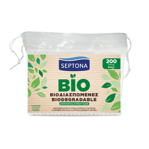 Bastoncini cotonati biodegradabili per orecchie – in busta, 200 bastoncini