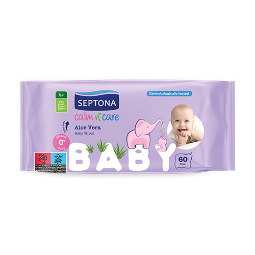 Salviette umidificate per bambini con aloe vera, 60 salviette