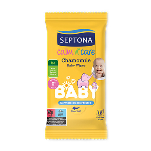 Salviette umidificate per bambini con camomilla, 12 salviette