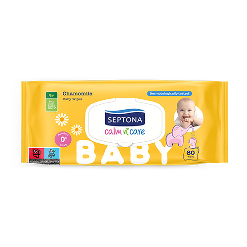 Salviette umidificate per bambini con camomilla, 80 salviette