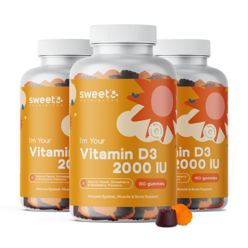 3x Vitamina D3 2000 U.I., totale 450 caramelle gommose