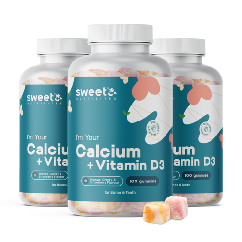 3x Calcio + vitamina D3, totale 300 caramelle gommose