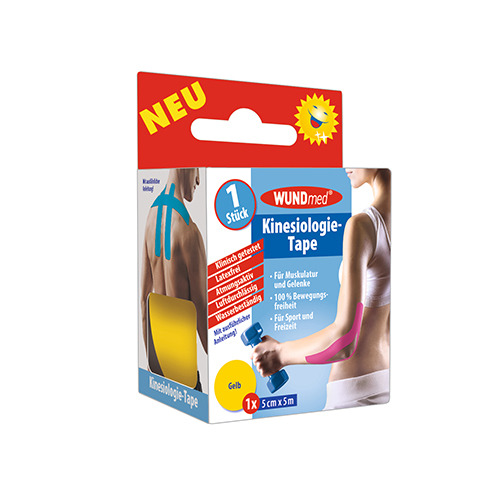Nastro kinesiologico, 5cm x 5m, colore: giallo, 1 pezzo